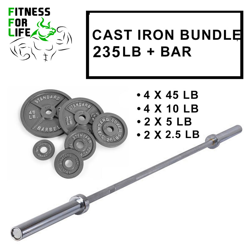 Load image into Gallery viewer, 235 lb Iron Cast Plates Bundle + bar
