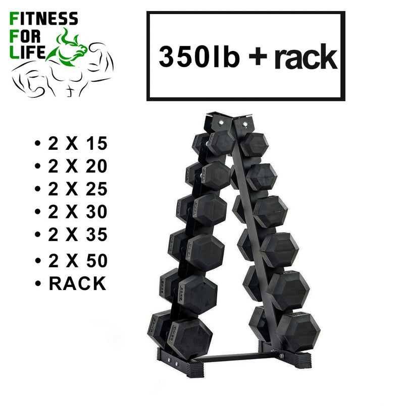 Load image into Gallery viewer, 350 lb HEX Dumbbells set + Rack *** (50 lb Back Order Jan 15) ***
