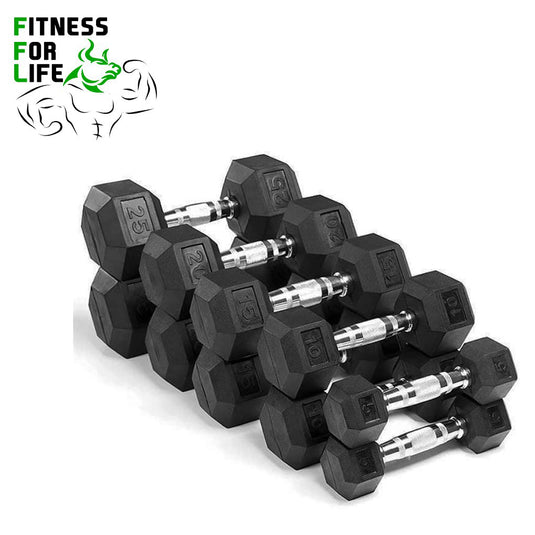 140 lb HEX Dumbbells set + Rack