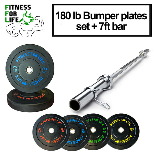 Bumpers Lifting Plates Set 180 lb with bar