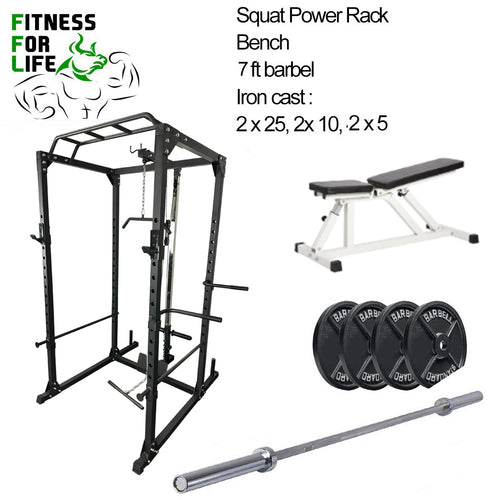 Power Rack Lat Pulldown Bundle (Metal plates)