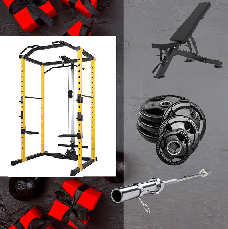 Load image into Gallery viewer, Power Rack + Pulley Bundle (Rubber plates) *** Black Friday Special ***
