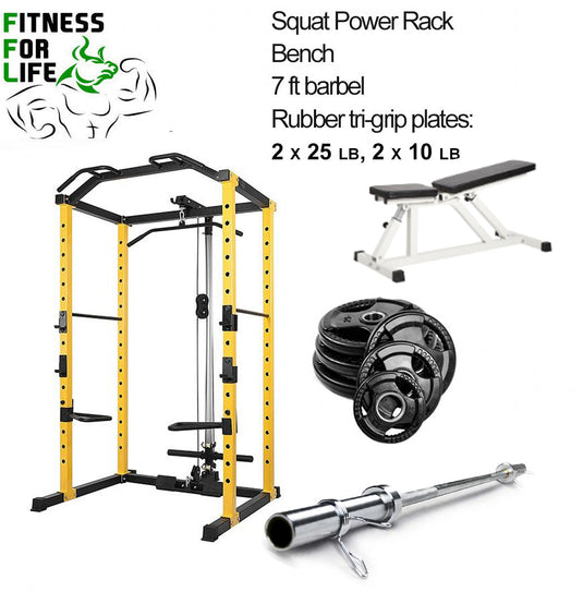 Power Rack + Pulley Bundle (Rubber plates)