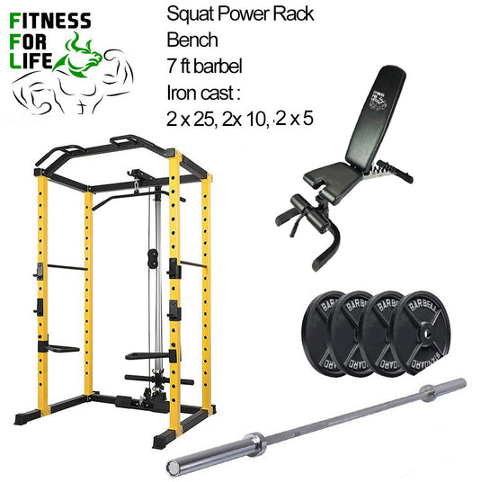 Power Rack + Pulley Bundle (Metal plates)