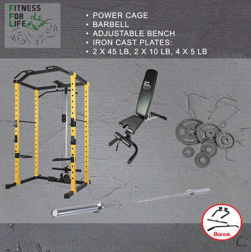 Power Rack + Pulley Bundle (Metal plates)