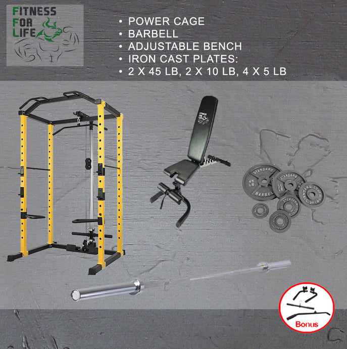 Power Rack + Pulley Bundle (Metal plates)