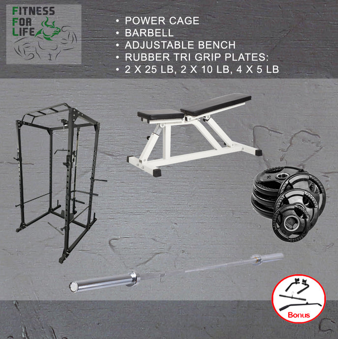 Power Rack Lat Pulldown Bundle (Rubber plates)