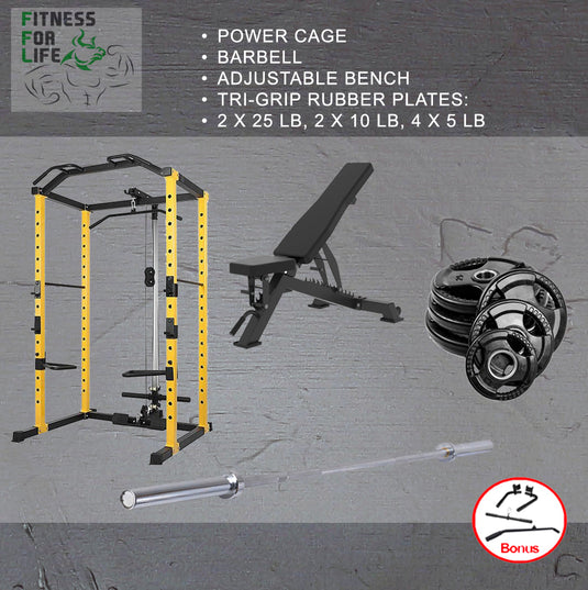 Power Rack + Pulley Bundle (Rubber plates)