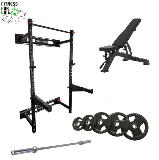 Wall Mount Foldable Power Rack Bundle