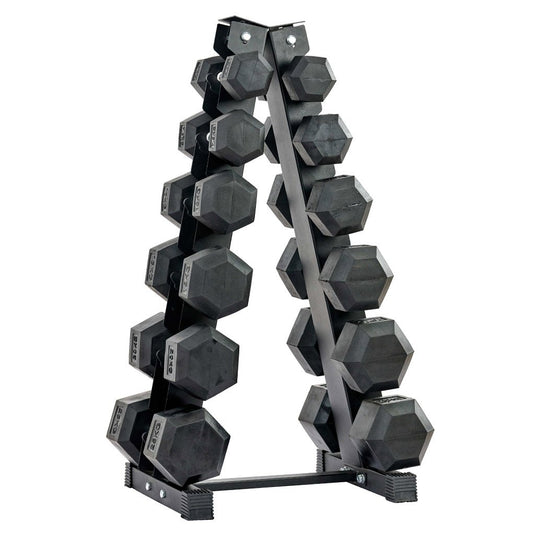 380 lb HEX dumbbells set + rack